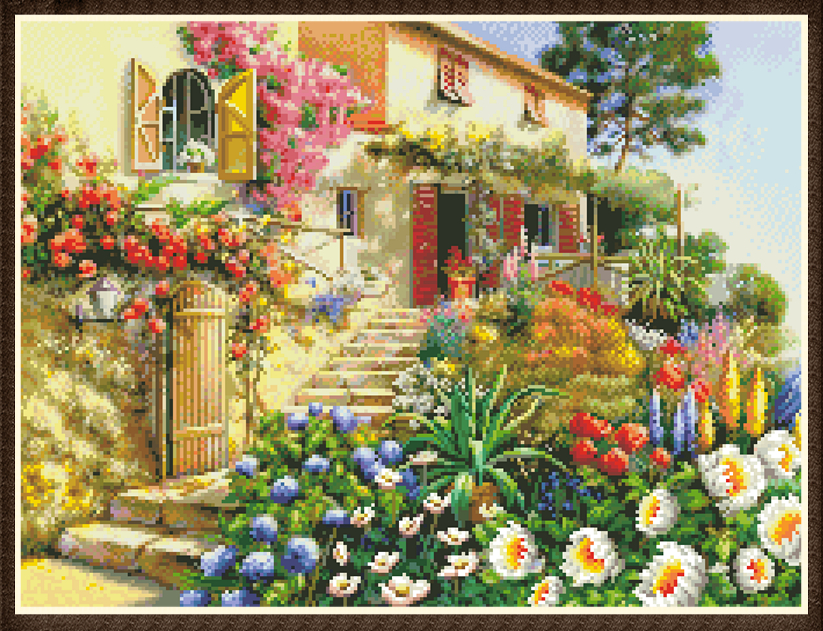 FG-P036 Summer Villa Paper Embroidery 8 pages 128g Color spray cans paper Print