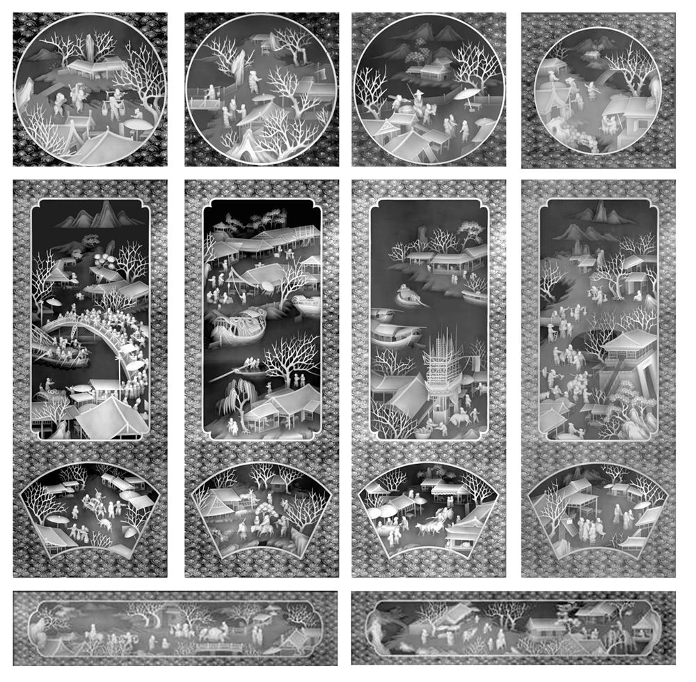 Landscape Man Box cabinet 2 Grayscale numerical control engraving picture embossed figurate figure material source bulk buy 1 Yuan Zhang