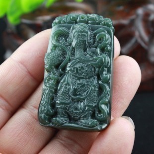 Natural Xinjiang and Tian Yuqing Yuguan Gong Necklace Pendant Pendant Brand Jade jade Jade Pendant Genuine