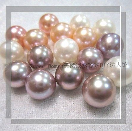 DIY 10.5-11mm Natural Freshwater Pearl Round Naked Bead Basic Flawless Half Hole Full Hole