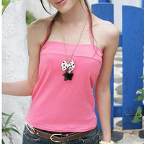 Good to coat Korean version summer dress new pure color 100 hitch undershirt woman hanging neck strain chest harness pure cotton little vest set to do
