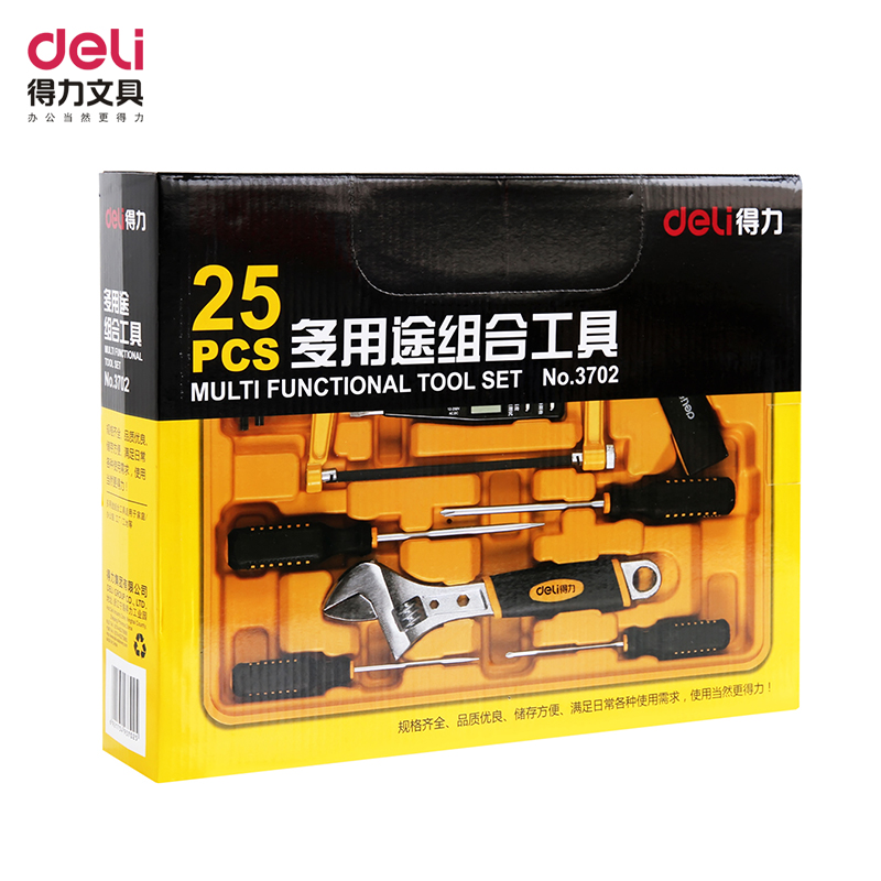 Deli 3702 multifunctional combination toolbox 25 piece set