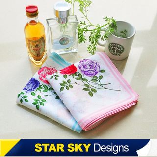 Xingzhao Korean version of fashionable white-collar perfume rose women's handkerchief imported fabric cotton handkerchief water-absorbent sweat towel Youpin