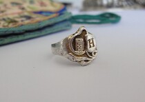 Embossed peach writing ring-Republic of China old silver ring exquisite old silver jewelry