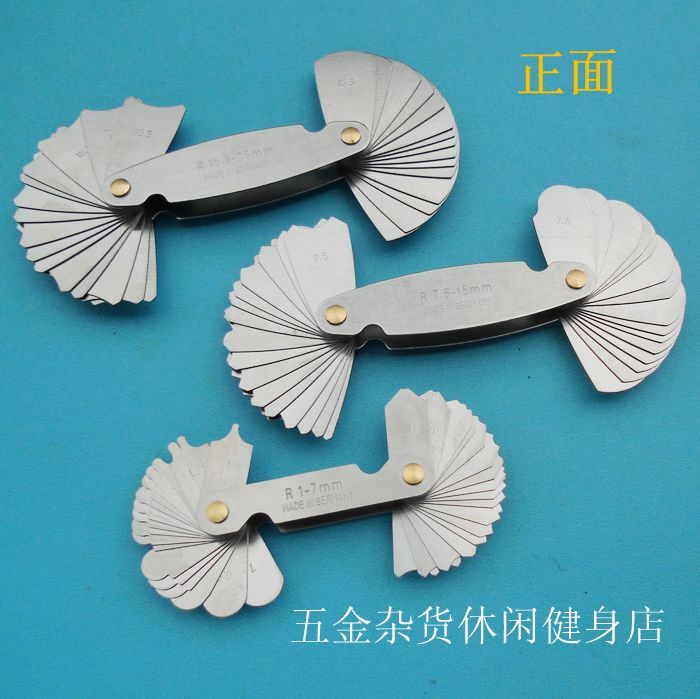 Export German standard stainless steel radius gauge R0 3-1 5 R1-7 R7 5-15 R15 5-25 R gauge