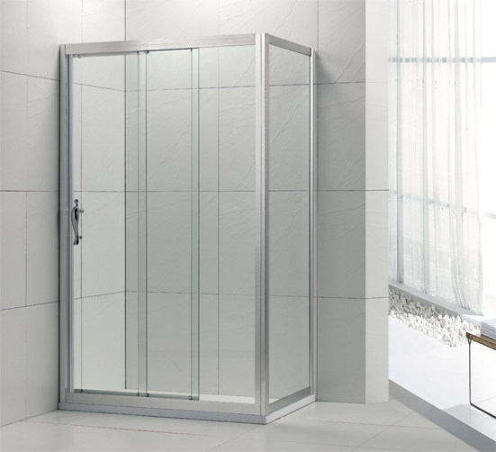 Square flat open linkage simple whole bathroom partition sliding door L-shaped tempered glass sliding door shower room customization