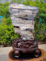 Smooth sailing Blue ink material pictographic shape Myanmar tree fossil wood jade ornament 91972#(Shanxi Qi Gallery)