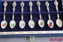 7x Japan exported to Europe Enamel coffee spoon set of original box Western coffee tableware