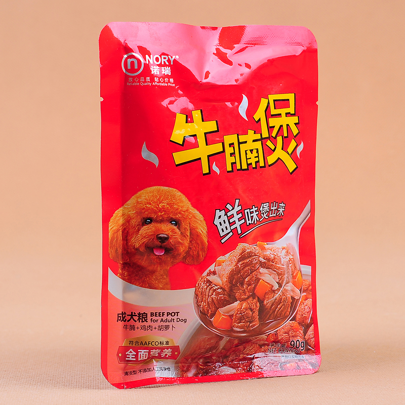 诺瑞犬用牛肉包 狗粮伴侣 狗湿粮 鲜封包妙鲜包90g 真材实料美味