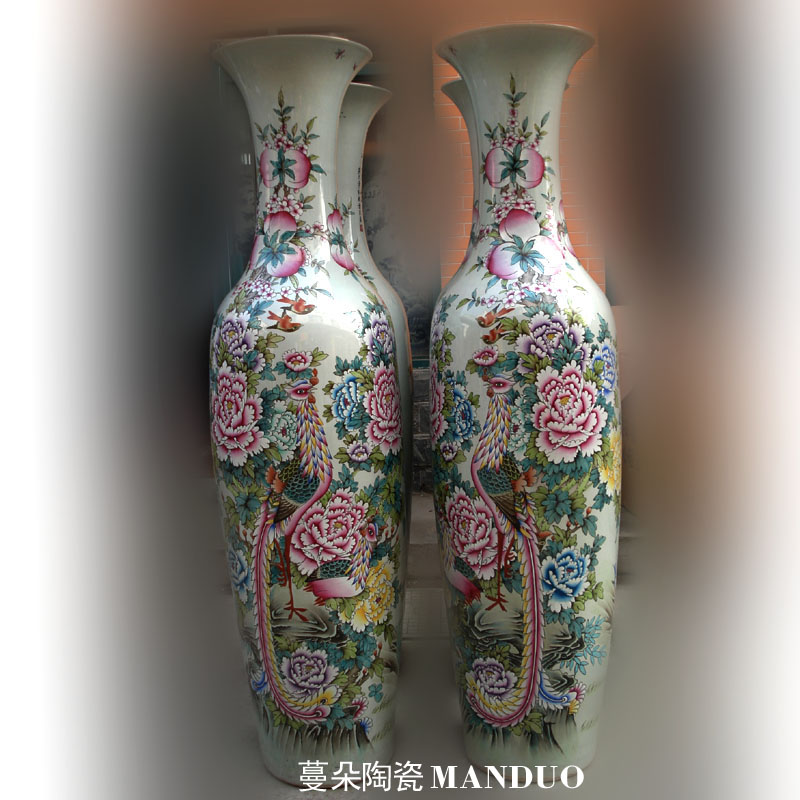 Jingdezhen Jingdezhen landing big vase pure hand - made of 1.2-1.4-1.8 meters high porcelain landing big vase