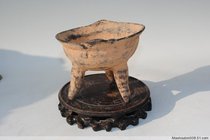 Gaogu black pottery pan-style tripod incense burner