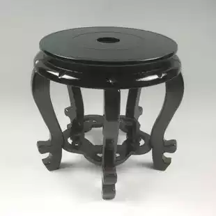 Jingdezhen fish tank base calligraphy and painting tank turtle tank wooden support water lily bowl with cylinder base tall wooden seat