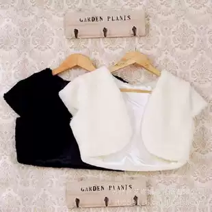 Wedding dress accessories short plush collarless three-point short sleeve vest red black off-white shawl DMP001