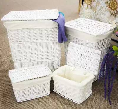 New Willow non Rattan woven straw storage basket storage box dirty clothes basket pastoral White White