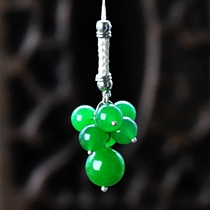  Ethnic decoration industry original jewelry retro Chinese style handmade Miao silver green agate mobile phone chain wholesale 163B