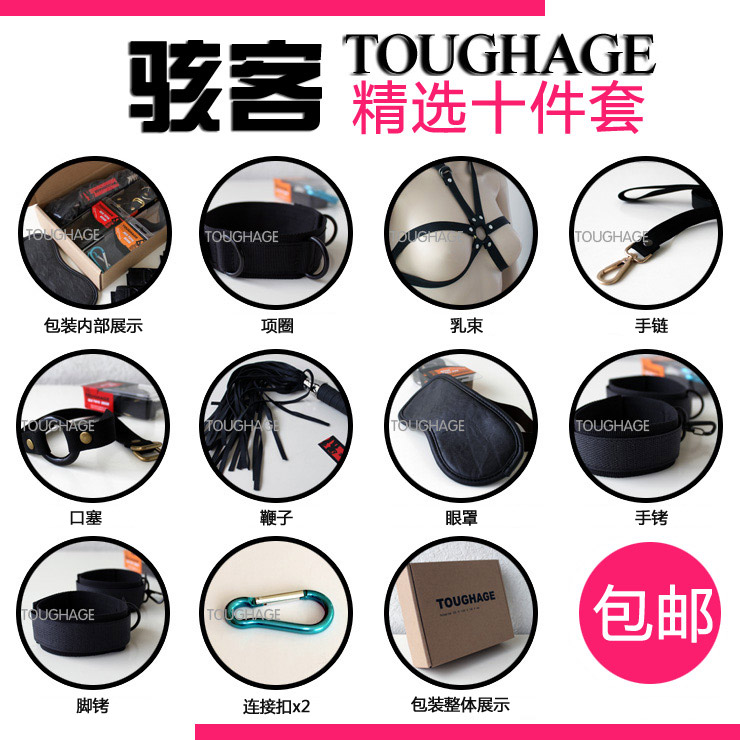美国骇客 手铐口塞皮鞭眼罩项圈sm捆绑十件套情趣性用品另类玩具