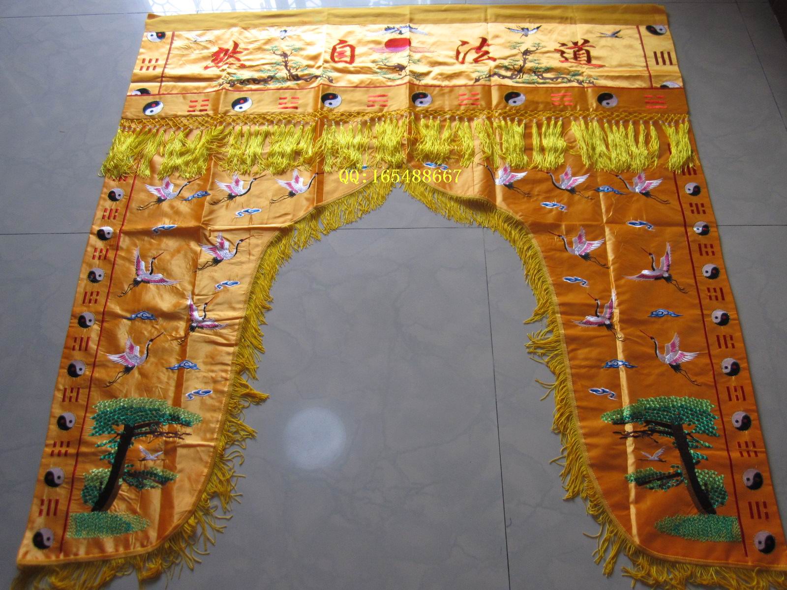 Folk Embroidery Method Natural God Tent Tide Embroidered Pine Fairy Crane God Tent House Banner Portal God Front Curtain 1 5 m-Taobao