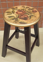 Crown European style furniture high stool Korean round stool collection rose round stool solid wood stool