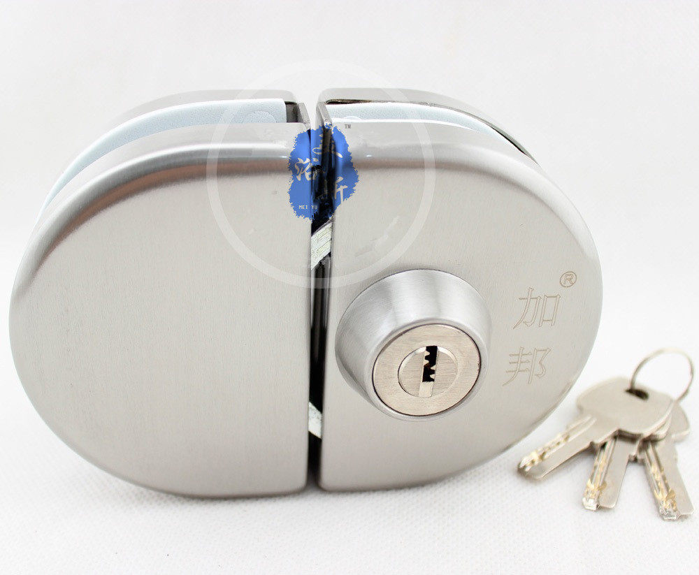 Shop door face Large door lock glass door lock moving door lock central lock waist lock-stainless steel-copper lock key free of punch