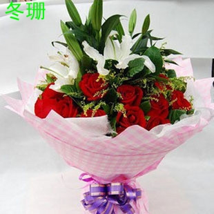 教师节红玫瑰百合苏州情人节预定生日同城鲜花速递泰兴南通阆中市