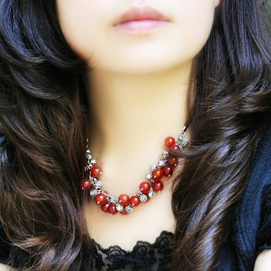 New Year's Life New Year gifts Original retro Chinese Wind Natural red Manao Miao silver necklace woman 146C