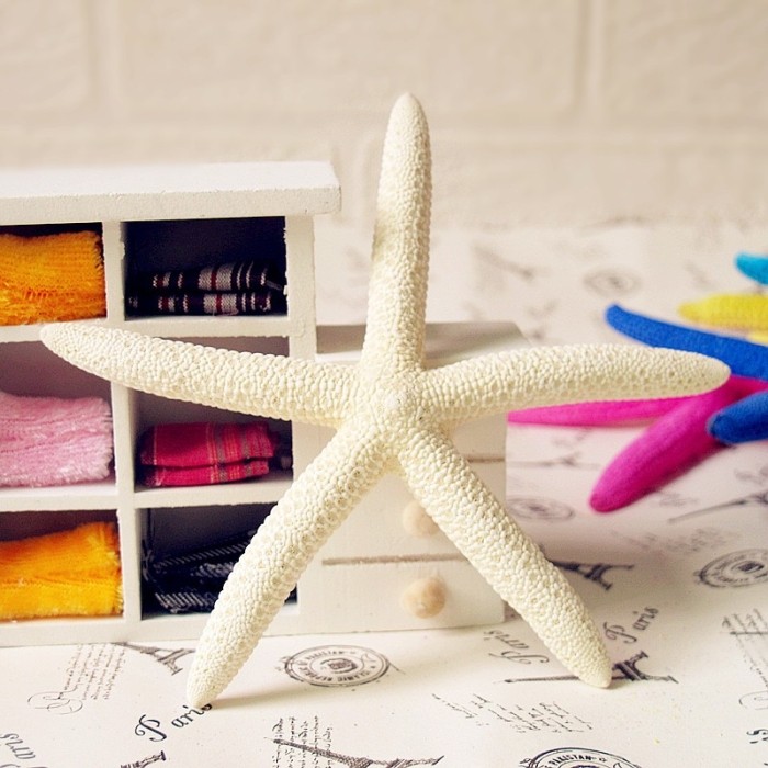 Natural white color five-finger starfish wedding shell wall stickers floor home hotel decoration Mediterranean props