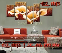 100 years of friendship Hand-painted oil painting Five-in-one painting Chinese living room bedroom hanging painting Restaurant club mural Modern decorative painting