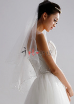 (Xiao Xin) Bride Korean-style wedding pearl veil white short wedding wedding accessories 02