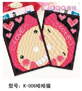 (cross stitch kit) bus cutting sleeve card sleeve card bag financial cutting sleeve K006 haha cat