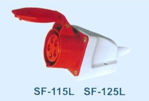 Industrial socket SF-125L 32A five-level surface socket with cable protective cover red