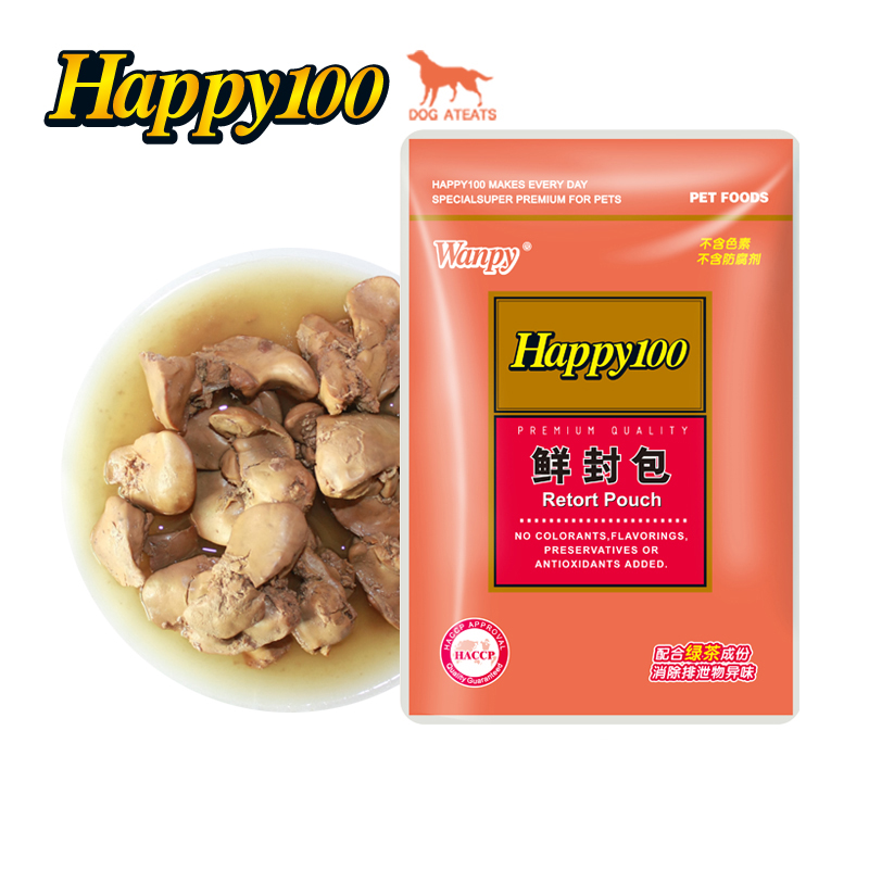 顽皮Happy100 犬用清炖鸡肝鲜肉包200g 宠物零食美妙鲜封包