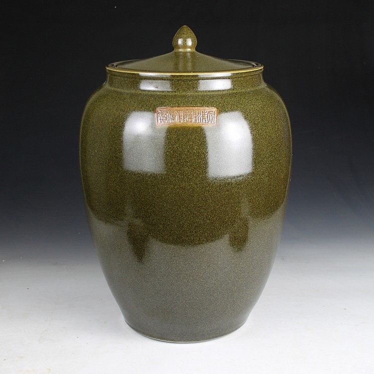 Jingdezhen ceramic glaze barrel at the end of the tea jars tank cylinder tea urn 20 jins 50 kg 100 catties 200 jins moistureproof