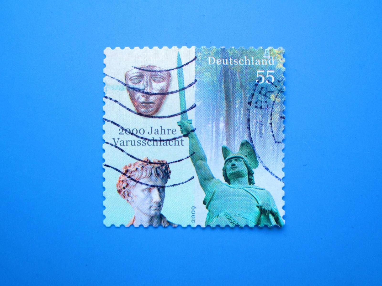 Foreign Stamps Germany 2009 The Fort Forest Battle 2000 Herman statue letter pin 1 full 
