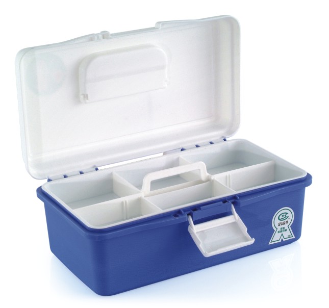 鱼跃 家庭家用折叠保健药盒 B型 医药箱 便携小药箱 双层6格压扣5