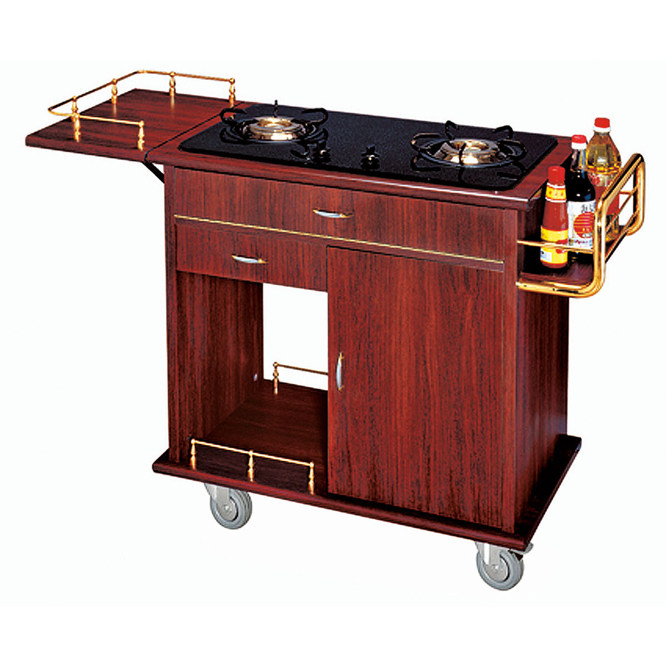 Hotel cooking cart Coffee cooking cart Solid wood service cart Push dining cart Abalone cart Roller skating wine cart