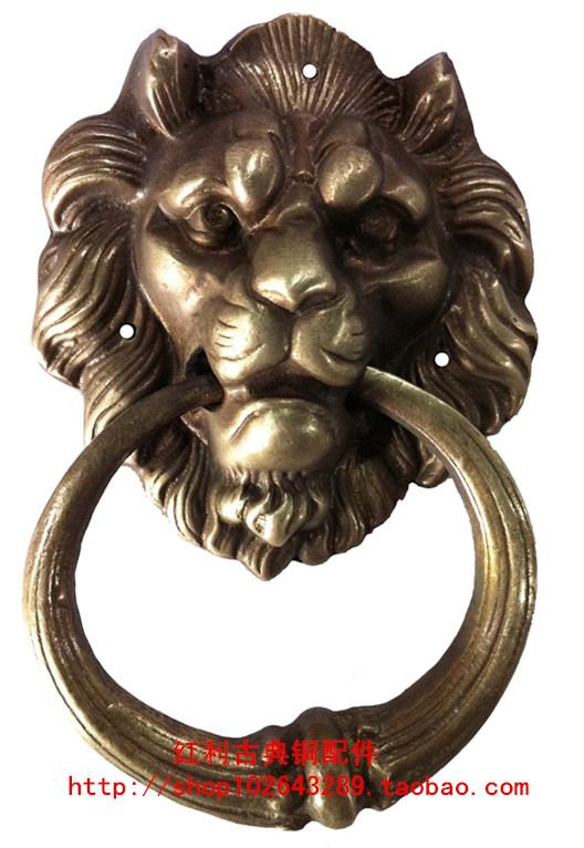 (Dividend Classical Bronze Accessories) antique pure copper gate copper accessories Lion head tiger head door ring 11 5cm