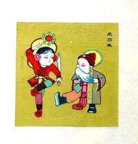 State-level intangible cultural heritage collection gift country gift Wuqiang woodcut new year play chu hua Qing decorative pearl on top of an official cap