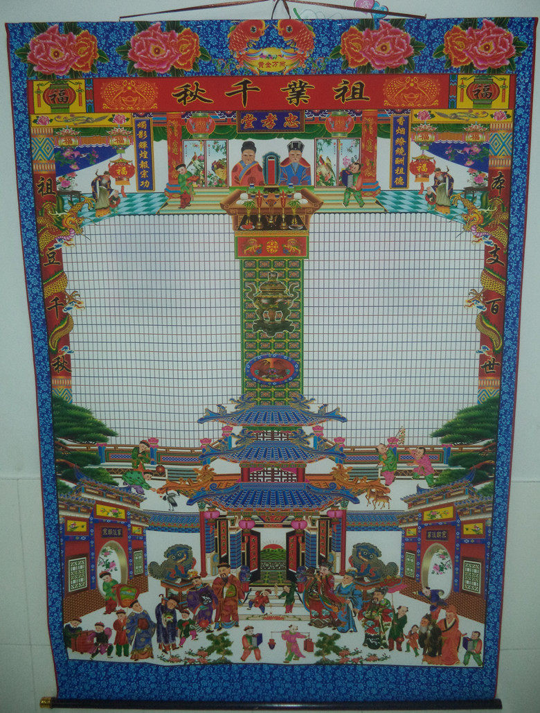 145 cm high printing family hall axe family tree genealogy ancestral genealogy ancestral lineage picture hall hanging painting hanging scroll