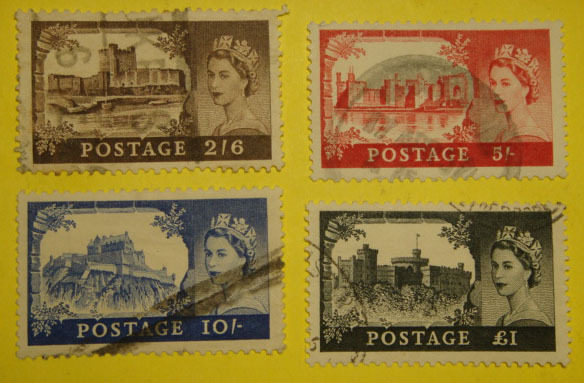 Britain 1955 309 312 # Elizabeth High Value Castle Popular Ticket old 4 sets of all backs can be