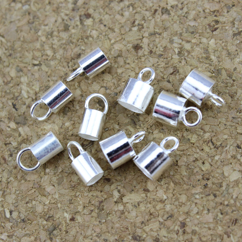 S925 Sterling silver leather rope buckle Leather rope head necklace head Handmade DIY materials accessories Necklace buckle bracelet buckle connecting head