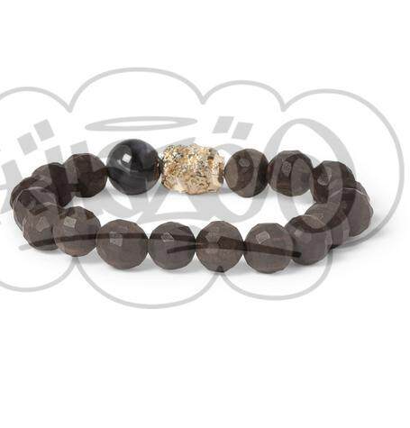 Luis Morais Ebony Skull Gold Bead Bracelet