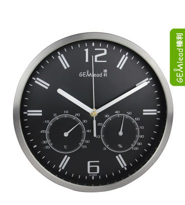 Hazelli silent temperature and humidity wall clock stainless steel shell wall watch office clock table European pastoral A1003