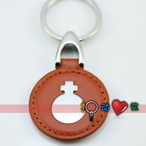 Buckle heart string★Round leather female symbol keychain (can be lettered)★Creative gift keychain 128