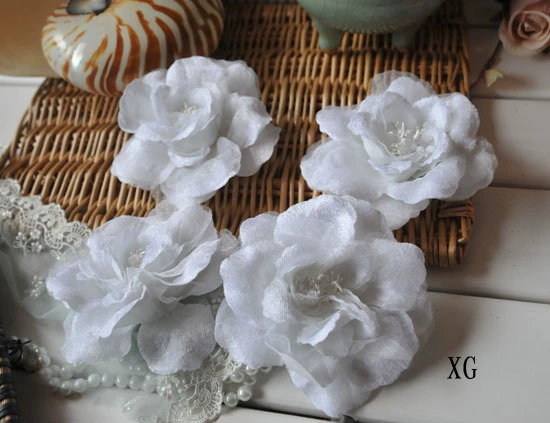 57A * Ngoại thương kim cương trắng nhung hoa trà corsage, trâm cài, kẹp tóc, hoa cài đầu - Trâm cài