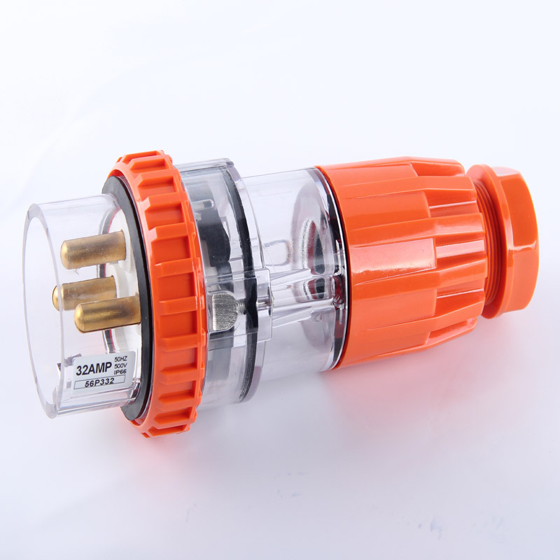 56p332 round foot plug industrial waterproof and dust proof plug three-core 32A outdoor anti-rainstorm plug 3 holes