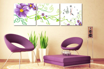 Printed Mona Lisa Cross embroidered living room big picture new purple elegant triptych large hanging bell itself embroidered