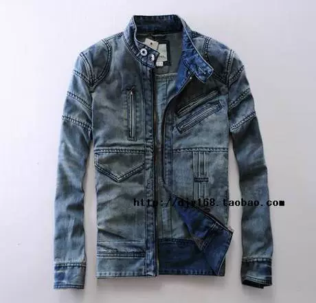 18 mùa xuân quần áo nam giặt retro mui xe denim áo khoác nam áo khoác denim quần áo denim nam - Áo khoác