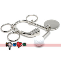 Metal bent golf key buckle (lettable LOGO) creative advertising gift key chain