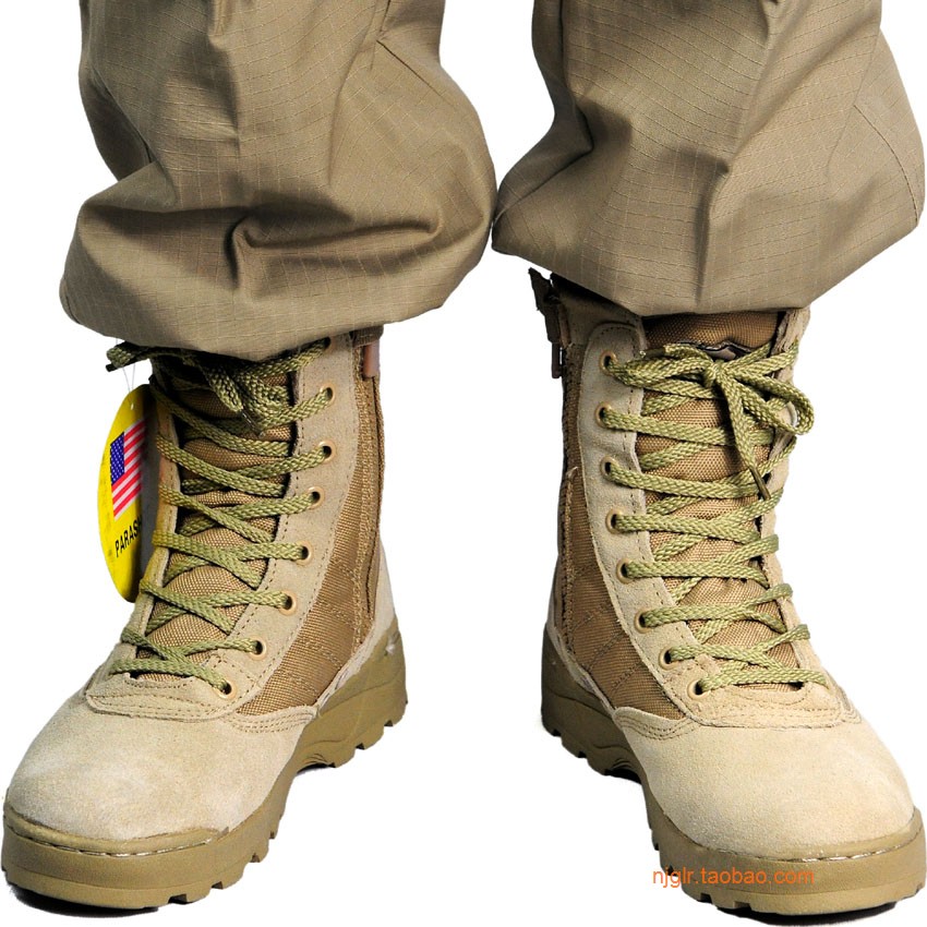 Not Beating the Shot Black Black Cow Leather Quick Off-Pull Chain Medium Cylinder Breathable Sweaty Jungle Desert Tactical Boots