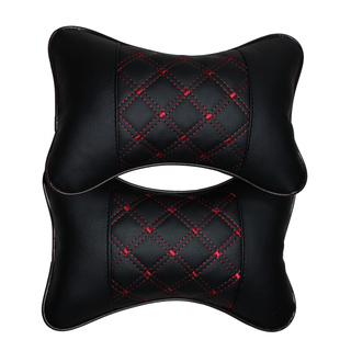 New Four Seasons Bones Car Cushion Headrest Headrest Neck Pillow Leather Pillow Pair